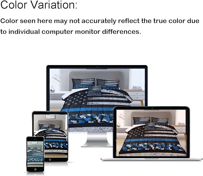 Bedbay American Flag Comforter Set Queen Teen Boys Military Bedding 4Pcs Camouflage Bedding Full Size Flag Camo Comforter Set Soft Lightweight Army Comforter Duvet Insert for All Season(Blue,Queen)