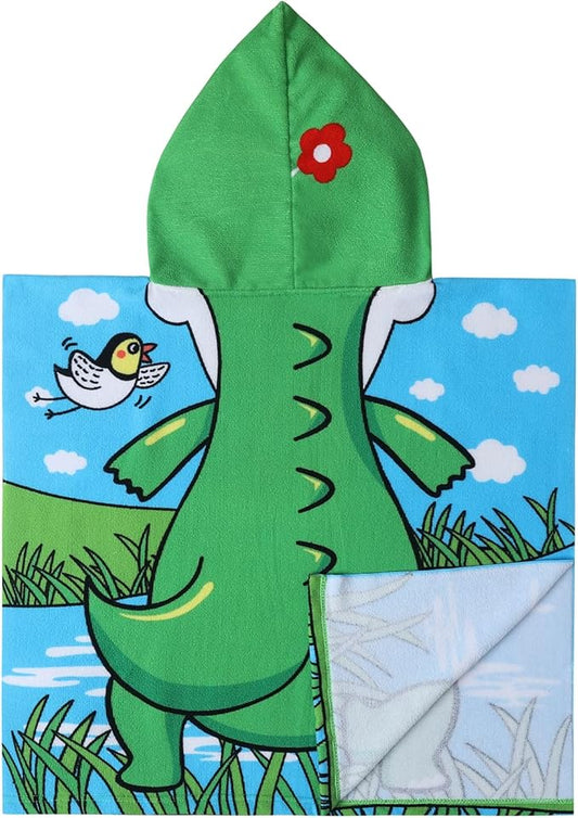Kids Towels with Hood for Bath Beach Pool Toddler Hooded Towel Poncho Swim Cover-ups with Drawstring Bag (Alligator)