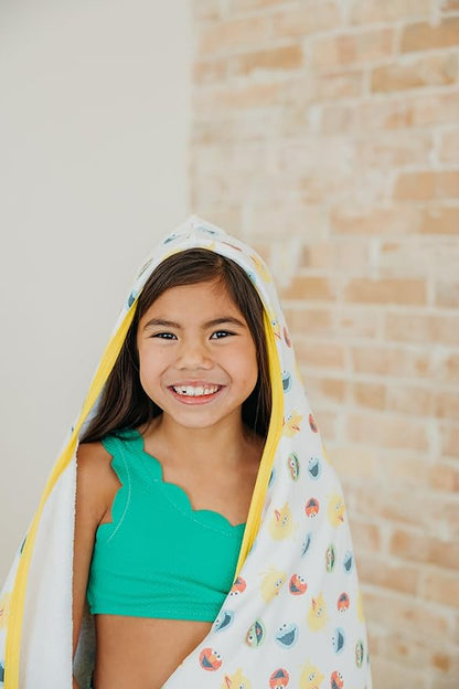 Copper Pearl Hooded Bath Towels Premium Knit/Terry Cloth Toddler Towels with Hood, Pockets, and Cool Designs - Great to Gift and Make Bath Time Fun - Big Kids Hooded Towel, Sesame Scribbles