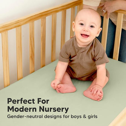 2-Pack Waterproof Crib Sheets for Boys, Girls - Viscose Derived from Bamboo Crib Sheets Neutral, Crib Mattress Protector Sheet, Soft Toddler Bed Sheets, Fitted Baby Crib Sheets Girl, Boy (Avocado)