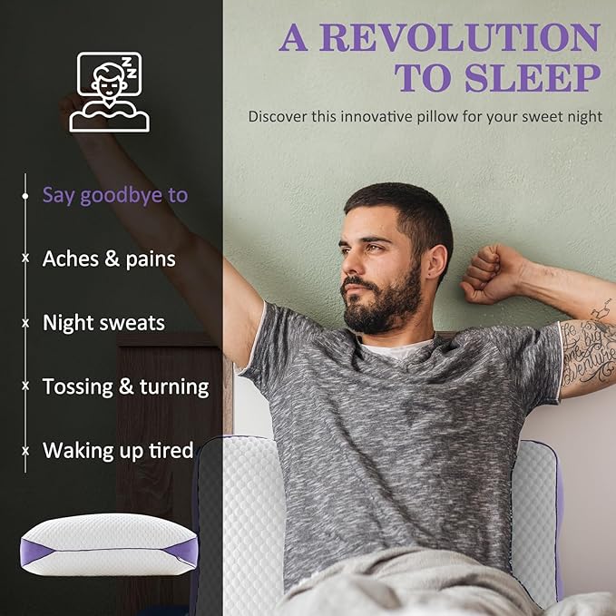 HOMELAB Adjustable Shredded Memory Foam Body Pillow, Cooling Bed Pillow for Sleeping with Removable Cover, Medium Pillow for Side Stomach & Back Sleepers, 1 Pack 20"x52"