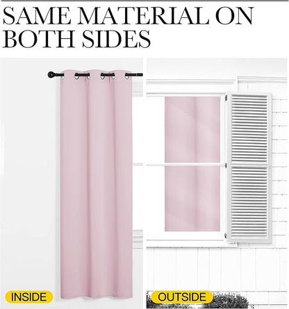 NICETOWN Blackout Draperies Curtains for Girls Room, Nursery Essential Thermal Insulated Grommet Top Blackout Panels (Lavender Pink, 1 Pair, 34 x 84 inches)