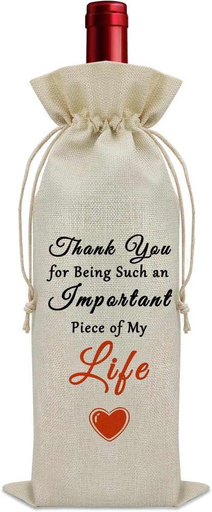 Thank You Gifts for Women Men Wine Bag Friendship Appreciation Gifts Birthday Gifts for Daughter from Mom Wine Bottle Storage Bag Graduation Gifts for Kids Wine Accessories Gifts for Wine Lovers