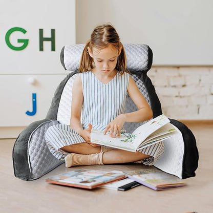 Reading Pillow for Shoulder & Head Support, Back Pillow for Sitting in Bed, Back Support Pillow W/Durable Zippers, Spine-Friendly Curve Design - Cozy, Breathable & Adjustable Sit Up Pillow(Big)