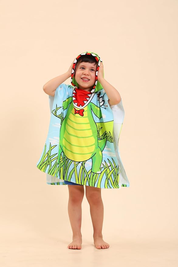 Dinosaur Hooded Towels for Kids, Kids Beach Towels for Boys/Girls, Swimming Towels/Towel Robes/Wearable Towels/Pool Towels for Kids 2-10, Poncho Beach Towels for Kids, Hooded Beach Towels for Toddler