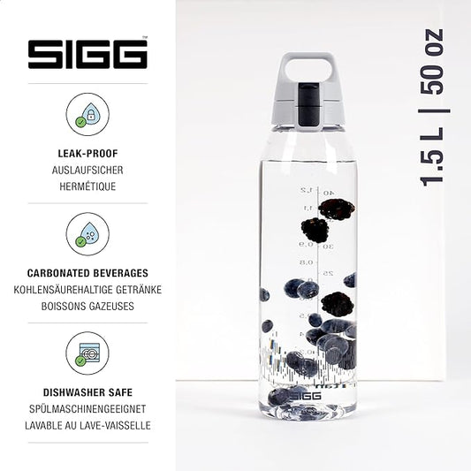 SIGG - Tritan Renew Transparent Water Bottle - Total Clear ONE MyPlanet - For Carbonated Beverages - Dishwasher Safe - With Fruit Strainer - Leakproof & Lightweight - BPA Free - 17 Oz / 25 Oz / 51 Oz