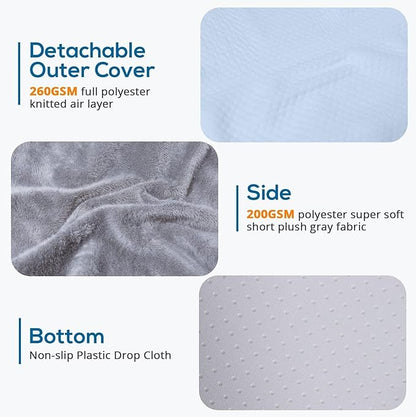 Sasttie Wedge Pillow for Sleep Apnea, 12 Inch Memory Foam Bed Wedge Pillow for Acid Reflux Relief, 30 Degree Triangle Incline Pillow Wedge for Sleeping with Removable Cover, Cool Grey