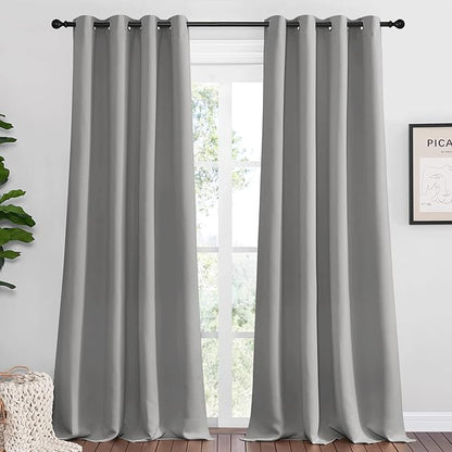 NICETOWN Silver Grey Room Darkening Curtain Panels 102" Long for RV, 55" Width, 2 Panels, Play Room, Studio, Heat Block Out and Keep Warm Drapes Window Treatment Drapes for Doorway Entryway Patio