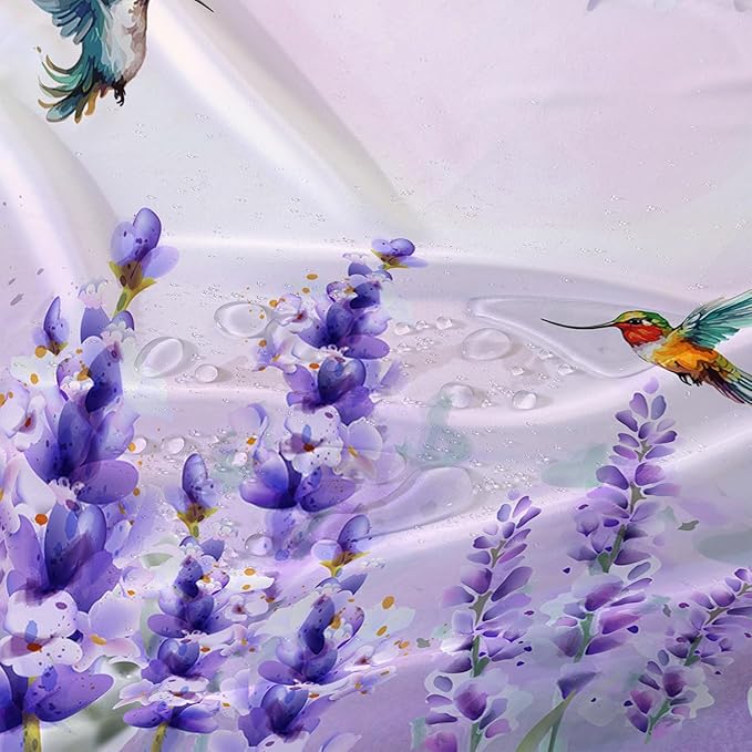AILONEN Waterproof Floral Shower Curtain for Bathroom,Purple Wisteria Lavender Flowers Shower Curtain,Botanical Floral Decor Bathroom Polyester with Grommets and Hooks 60" W*72" H