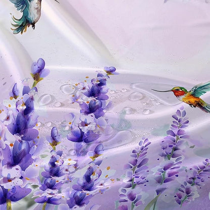 AILONEN Waterproof Floral Shower Curtain for Bathroom,Purple Wisteria Lavender Flowers Shower Curtain,Botanical Floral Decor Bathroom Polyester with Grommets and Hooks 60" W*72" H