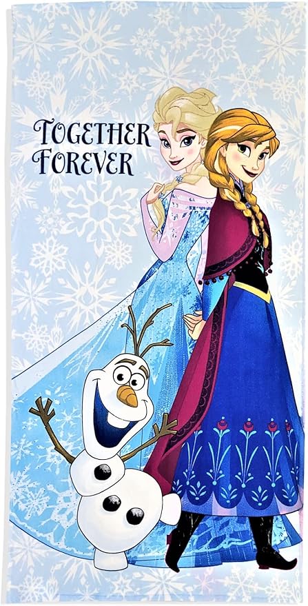 Kids Official Licensed Character Soft Beach/Hooded Bath Towel (Frozen Together Forever, 40 x 60)