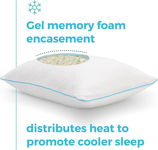 LINENSPA Shredded Gel Memory Foam Pillow – Cooling Bed Pillow – Side, Stomach, and Back Sleepers – Standard