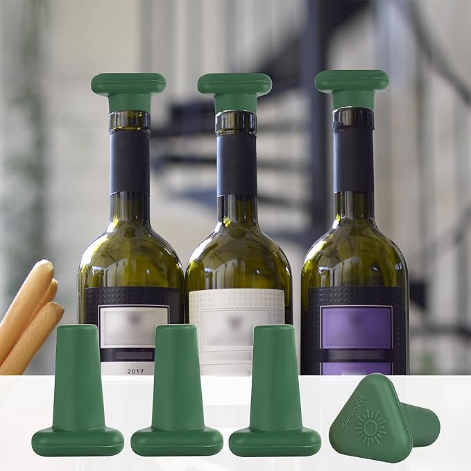 Wine Stoppers,Set of 4 Silicone Corks - Uncork,Heavy-Duty for all Bottles