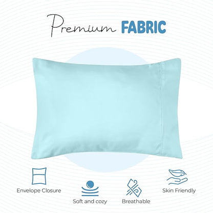 Utopia Bedding Toddler Pillow Cases - 2 Pack - Envelope Closure - Soft Brushed Microfiber Fabric - Shrinkage and Fade Resistant Pillow Covers 13 X 18 Inches (Toddler, Spa Blue)