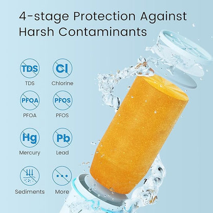 Waterdrop TDS Reduction Water Filter Pitcher with 1 Filter, 10-Cup, 4-Stage Filtration System, Reduces PFOA/PFOS, Lead, Chlorine, and More, BPA Free, Blue