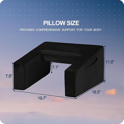 Homguava Reading Pillow Memory Lap Desk Foam Pillow for Adults Gaming Pillow Arm Rest Pillow for Reading, Crocheting, Gaming or Sitting in Bed (Black, Medium)