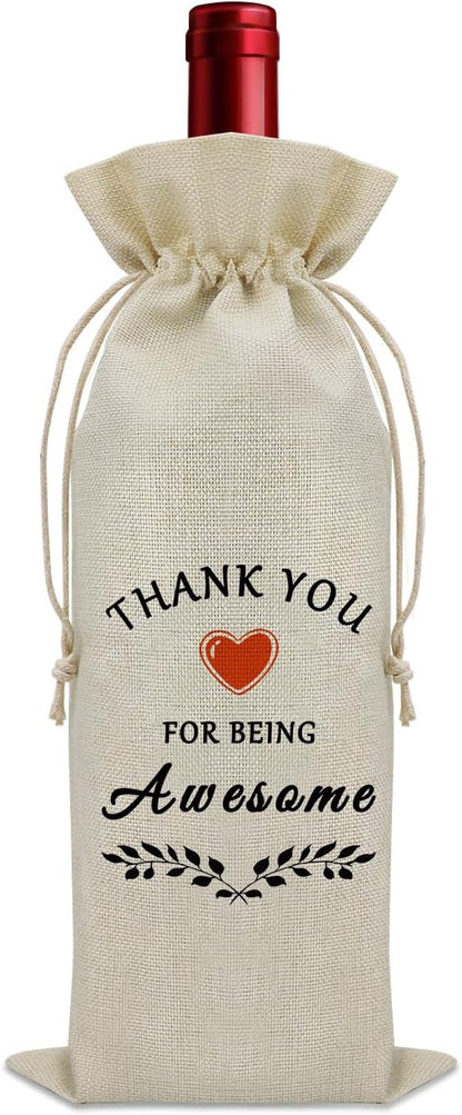 Sazuwu Thank You Gifts for Coworkers Women Wine Bag Employee Appreciation Gifts for Men Thank You for Being Awesome Gifts Wine Bottle Storage Bag Anniversary Present Inspirational Gifts