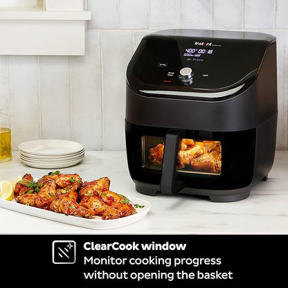 Instant Vortex Plus 6QT ClearCook Air Fryer, Clear Windows, Custom Program Options, 6-in-1 Functions, Crisps, Broils, Roasts, Dehydrates, Bakes, Reheats, from the Makers of Instant Pot, Black