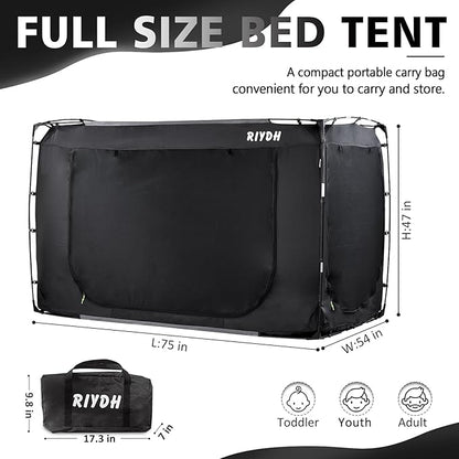 Bed Tent Bed Canopy Full Size Tents for Adult and Kids- Portable Dream Tent Indoor Sleeping Tents 70% Blackout with 3 Doors Breathable Big Space Tents