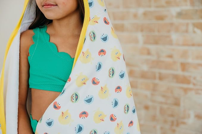 Copper Pearl Hooded Bath Towels Premium Knit/Terry Cloth Toddler Towels with Hood, Pockets, and Cool Designs - Great to Gift and Make Bath Time Fun - Big Kids Hooded Towel, Sesame Scribbles