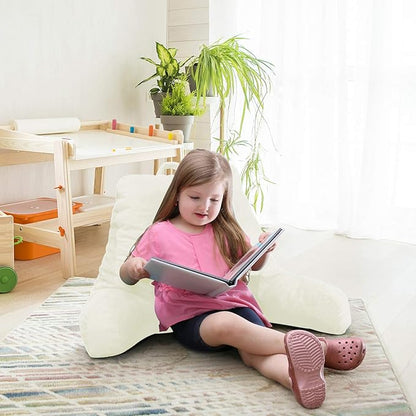 Nestl Reading Pillow for Kids, Small Bed Pillow, Back Pillow for Sitting in Bed, Memory Foam Chair Pillow, Reading & Bed Rest Pillows, Off White Back Pillow for Bed, Arm Pillow with Pockets