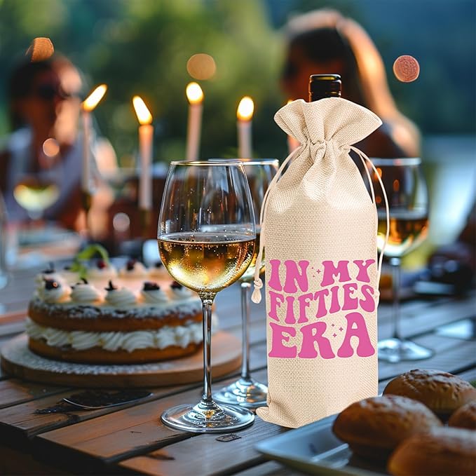 comfit Funny 50th Wine Bag Gifts for Women,Wine Bag for Happy Anniversary 50th Birthday Party,50 Year Old Birthday Gifts for Women,Birthday Decorations Man Woman Wine Bags for Her Him Friend