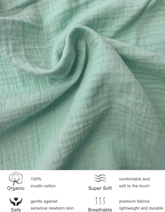 Light Blue Small Pack and Play Mattress Sheets, 39"x27" Neutral Baby Sheets for Pack and Play, Muslin Mini Crib Sheets or Playpen Mattresses Cover for Baby Boys and Girls (46P-05)
