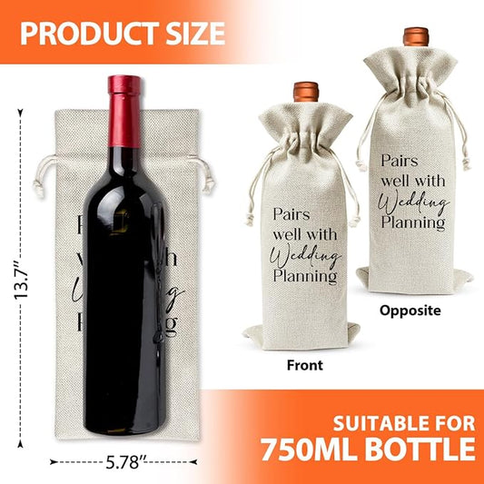 Wedding Planner Gift Wine Bag, Engagement Party Supply, Wedding Officiant Gift Idea, Pastor Appreciation Gift, Thank You Wedding Gift, Bridal Party Gift for Bridesmaid Boxes, Burlap Wine Bag