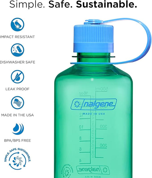 Nalgene Water Bottle - Lightweight Sustain Tritan BPA-Free Shatterproof Bottle for Backpacking, Hiking, Gym, 32 OZ, Narrow Mouth, Laker