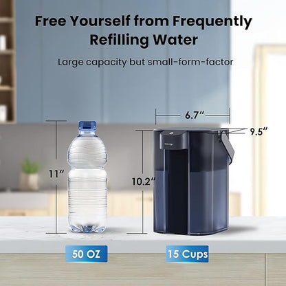 Waterdrop Alkaline Electric Water Filter Pitcher, Dispenser, NSF/ANSI 42, 200-Gallon, 5X Times Long-Life Countertop Water Filter System, Reduce PFOA/PFOS, Chlorine, Lead, 15-Cup, Blue, with 1 Filter