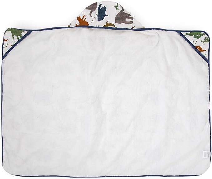 Little Unicorn Cotton Muslin & Terry Hooded Towel, Larger Size 1-6 Years (Dino Friends)
