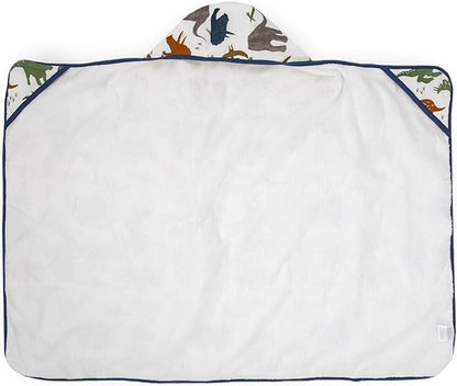 Little Unicorn Cotton Muslin & Terry Hooded Towel, Larger Size 1-6 Years (Dino Friends)