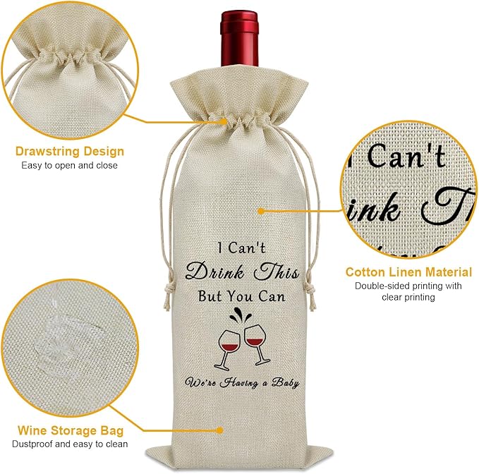 Pregnancy Announcement Gifts for Husband Wine Bag New Dad Gifts from Wife Baby Reveal Gifts for Husband Wine Bottle Decoration Bag Dad to Be Father's Day Gift Wine Accessories Gifts for Wine Lovers
