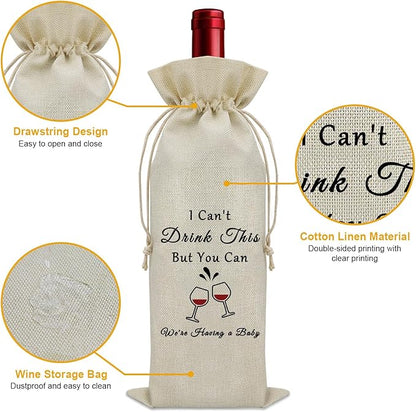 Pregnancy Announcement Gifts for Husband Wine Bag New Dad Gifts from Wife Baby Reveal Gifts for Husband Wine Bottle Decoration Bag Dad to Be Father's Day Gift Wine Accessories Gifts for Wine Lovers
