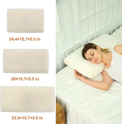 Royalisneeo 100% Talalay Natural Latex Pillow, Medium Support Bed Pillow Helps Relieve Pressure,Perfect Package Best Gift with Removable Cotton Cover for Back, Stomach and Side Sleepers
