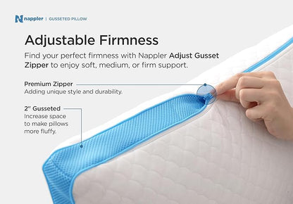 Side and Back Sleeper Pillow for Neck and Shoulder Pain Relief - Shredded Memory Foam Bed Pillow for Sleeping - 100% Adjustable Fill - King Size - Set of 2 Washable Case. Extra Fill Included