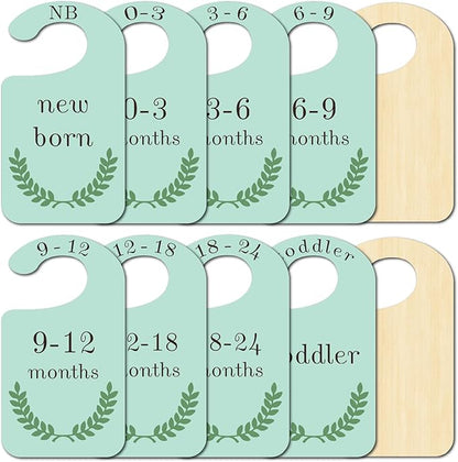 CRASPIRE 10Pcs Leaf Wood Baby Wardrobe Dividers Plant Clothes Size Dividers Closet Organizers Nursery Decor from Newborn to 36 Month Hanger Baby Infant Wardrobe Divider for Newborn Baby Shower