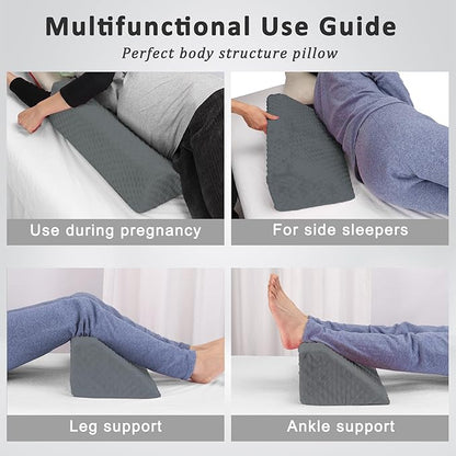 Wedge Pillow for Side Sleeping, Body Positioning Foam Wedge Pillow, Side Wedge Pillow for Sleeping Non-Slip Back Positioning Pillow for Bed Sore Wedge (Dark Gray)