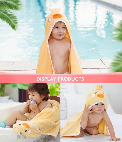 Hooded Towel for Kids 100% Cotton Ultra Soft with Unique Animal Design Large for Infants 3-10 Years (Chick)