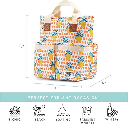 Fit + Fresh Soft Cooler Bag Insulated Leak Proof, Insulated Cooler Bag, Soft Cooler Bag, Cooler Tote Bag, Cooler Bags Insulated for Travel, Insulated Bag Cooler, Large Insulated Cooler Bag, Pineapple