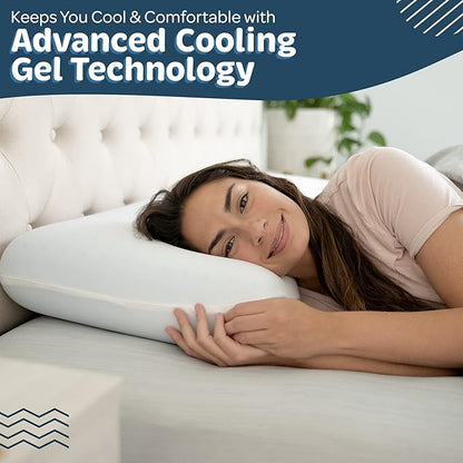 Pharmedoc Cooling Memory Foam Pillows, 1 Pack, Ventilated Cool Blue Bed Pillow, Reading and Bed Rest Pillows, Standard, Back Sleeper and Side Sleeper Support, Sleeping Pillows for Adults