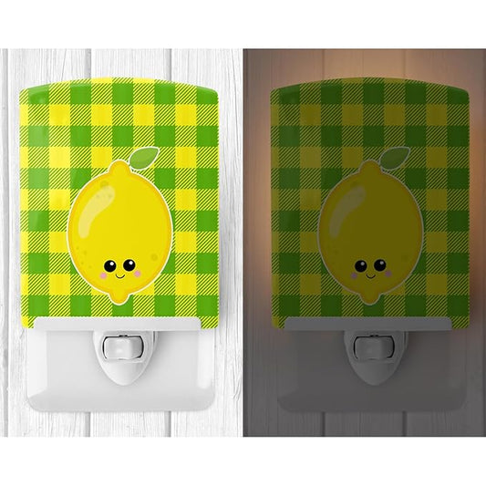Caroline's Treasures BB7055CNL Lemon Face Ceramic Night Light Compact, UL-Certified, Ideal for Bedroom, Bathroom, Nursery, Hallway, Kitchen, 6x4x3, Multicolor