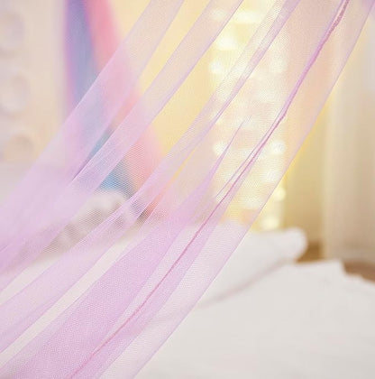 Mengersi Rainbow Canopy Bed Curtaina Mosquito Net for Bed Canopy, Four Corner Post Curtains Elegant Bed Netting, Screen Netting Canopy Curtains for Twin to Twin XL Size Bed