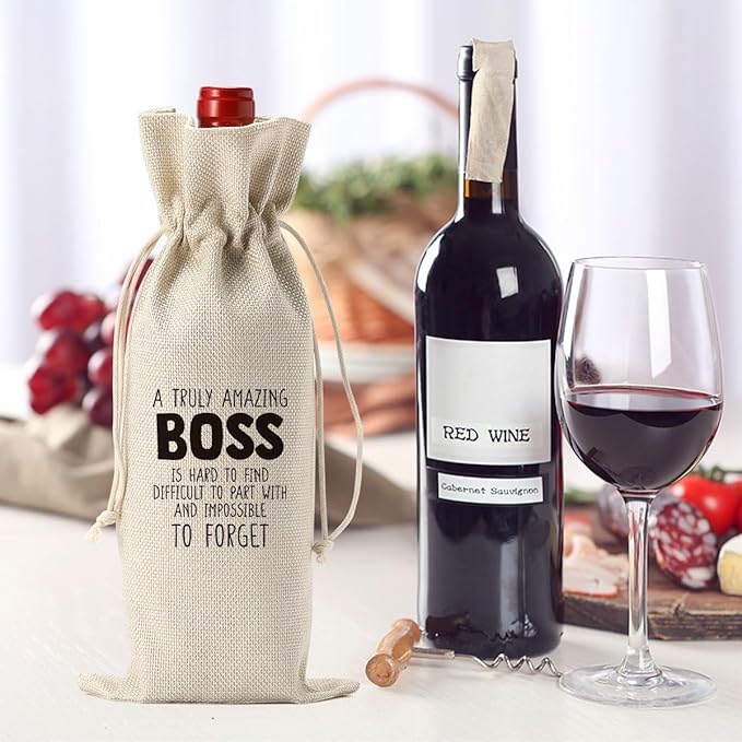 XFW Boss Gifts Wine Bag Boss Day Gifts for Her Him Boss Lady Gifts for Women Men Boss Appreciation Gifts Going Away Gifts for Boss Best Boss Gifts