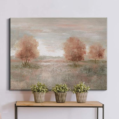 Renditions Gallery Canvas Nature Wall Art Modern Paintings Decorations Autumnal Peach Leaves Abstract Romantic Artwork Wall Hanging Prints for Bedroom Office Kitchen - 32"x48" LT33