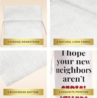 I Hope Your New Neighbors Aren't SERIAL KILLERS New Home Gifts Drawstring Wine Bag Reusable Wine Wrapping Bags New House Congratulations Housewarming Party Supplies
