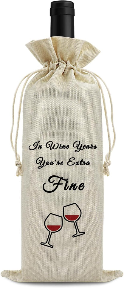 Funny Birthday Wine Bag Birthday Gift for Women Men Pairs Well with Celebrating Your Birthday Wine Bags Friendship Happy Birthday Gifts for Friends Coworker Husband Wife Reusable Wine Wrap Bag