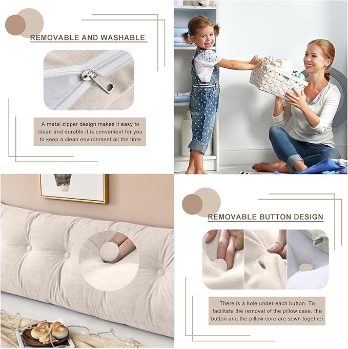 Large Triangular Headboard Pillows Long Backrest Positioning Support Bolster Cushion for Daybed Fluffy Quality Plush Body Wedge Pillow with Removable Cover(White-King-76x8x20in)
