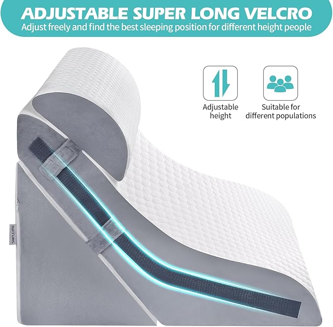 Wedge Pillow for Sleeping, Orthopedic Bed Wedge Pillow Set, 15-in-1 Adjustable Memory Foam Wedge Pillow Post Surgery, 9 &16 & 20 inches Height 3-in-1 Incline Pillows Wedges for Back Pain/Acid Reflux