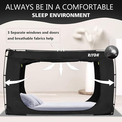 Bed Tent Bed Canopy Twin Size Tents for Adult and Kids- Portable Dream Tent Indoor Sleeping Tents 70% Blackout with 3 Doors Breathable Big Space Tents